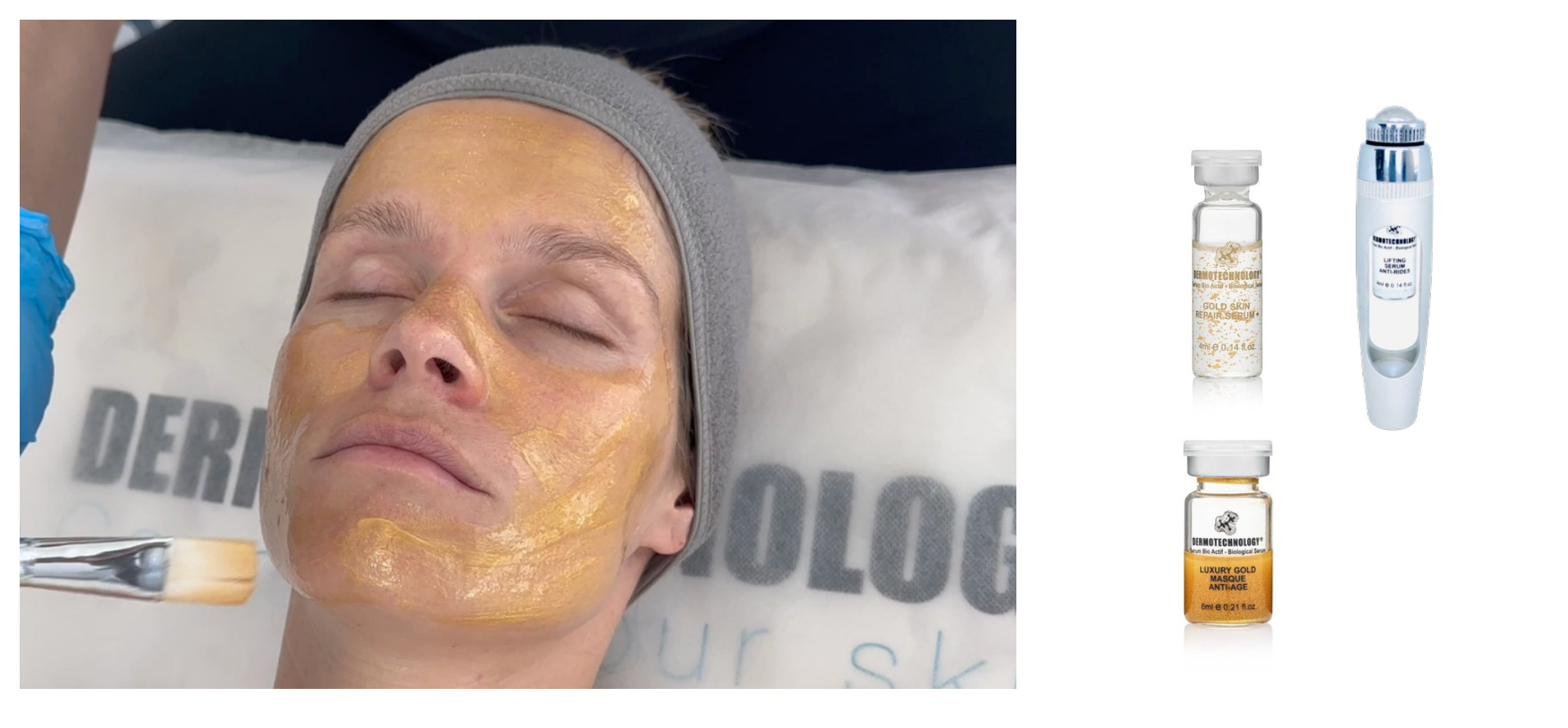 Soin Skin Luxury Gold présenté avec le sérum or 24k et le masque anti-âge